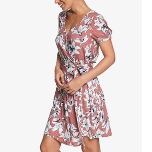Roxy Pink Floral Wrap Dress